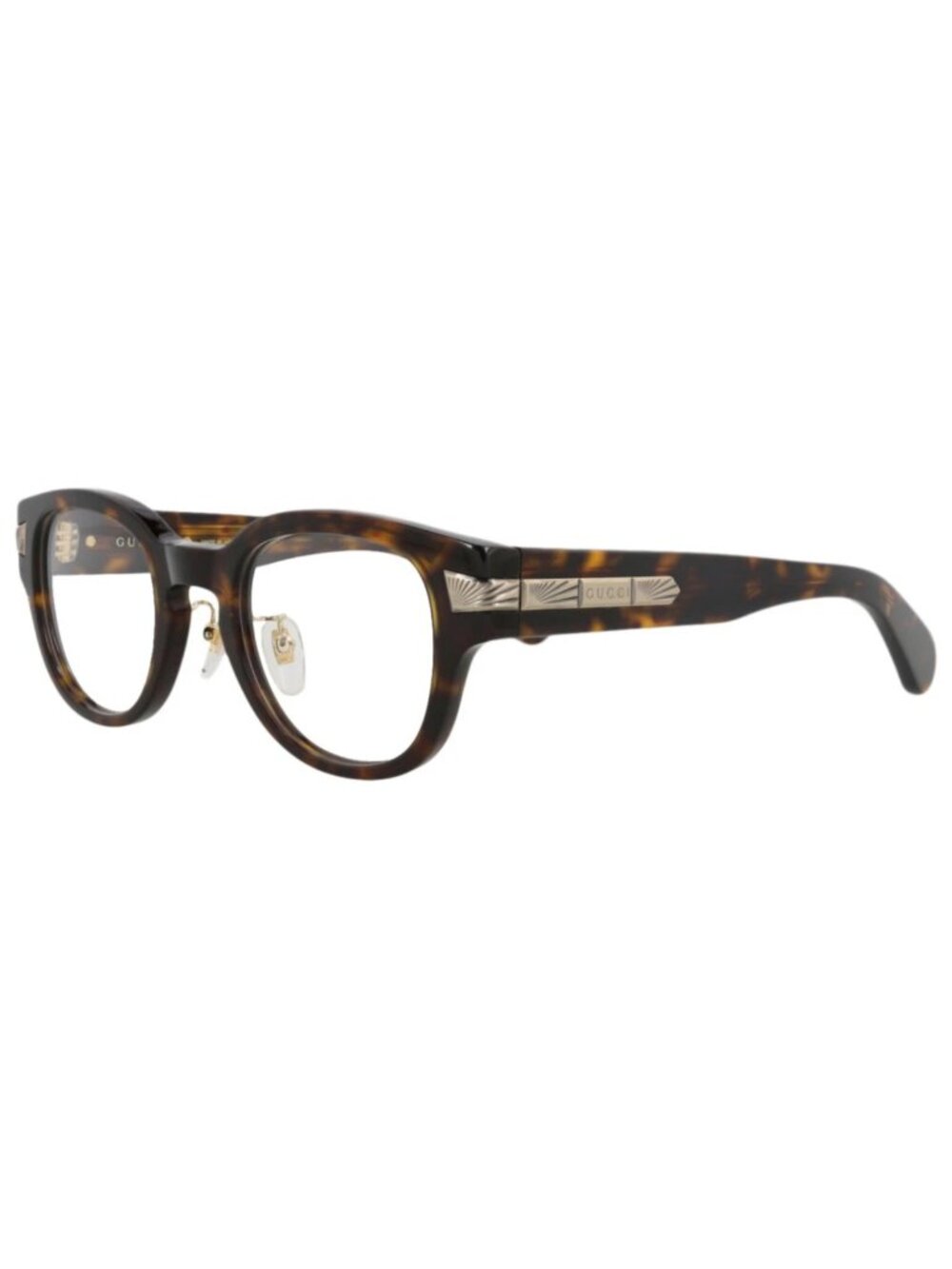 New Gucci Women's Eyeglasses Round Oval Recycled Acetate Frame Havana Havana